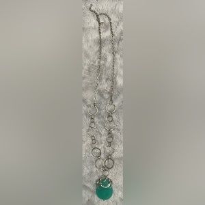 Lia Sophia turquoise colored stone silver-tone long necklace